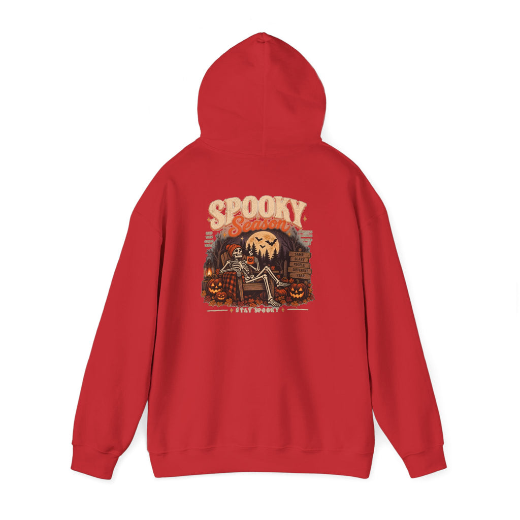 Spooky Season Halloween Hoodie – Skeleton & Pumpkin Graphic Sweatshirt