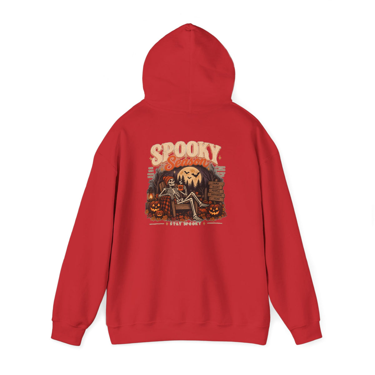 Spooky Season Halloween Hoodie – Skeleton & Pumpkin Graphic Sweatshirt