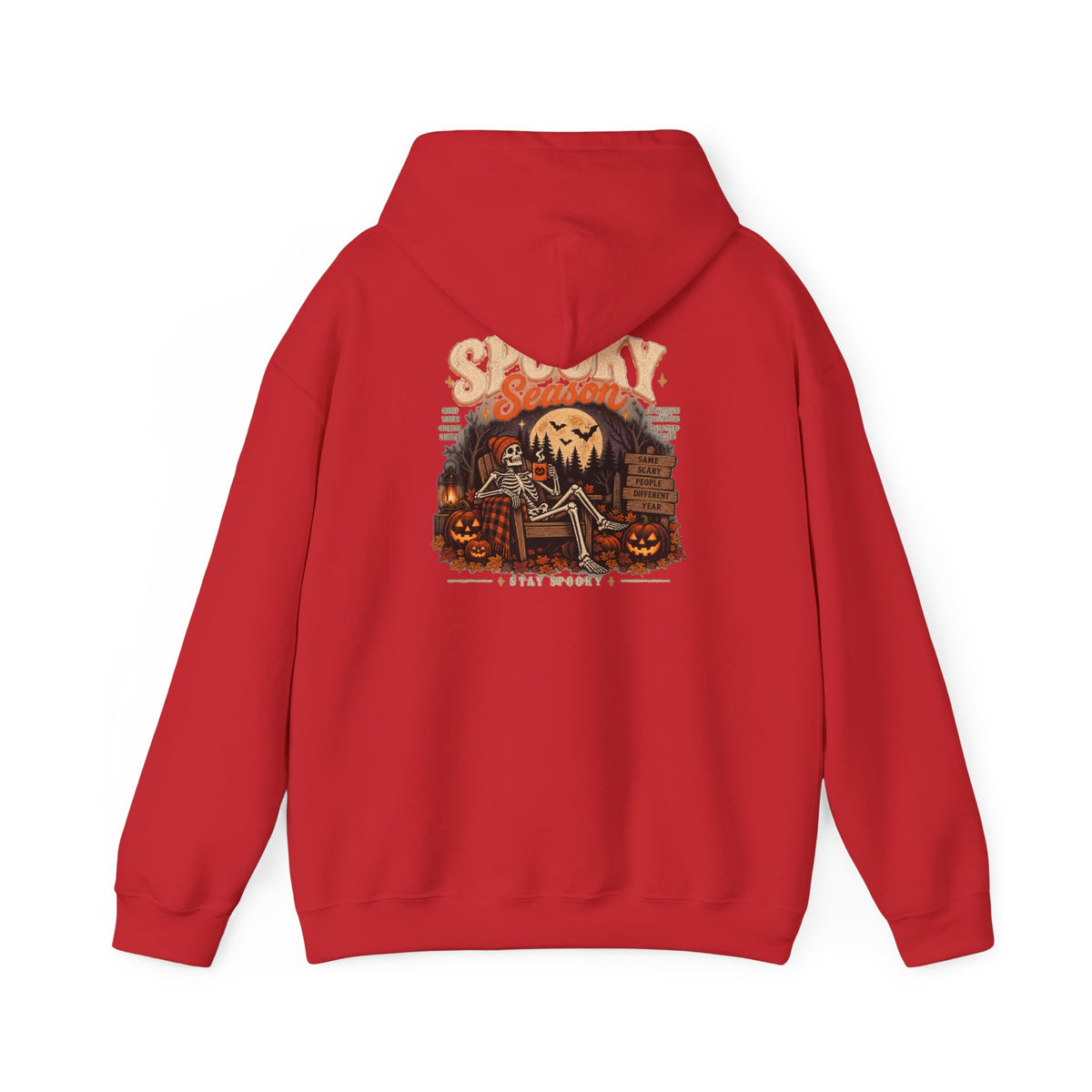 Spooky Season Halloween Hoodie – Skeleton & Pumpkin Graphic Sweatshirt