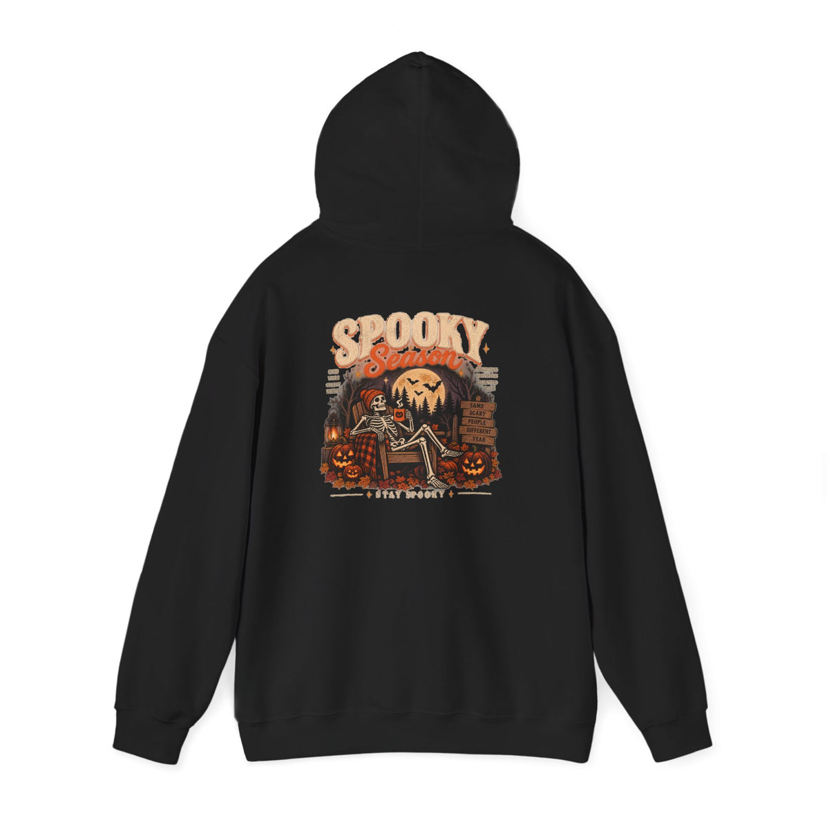Spooky Season Halloween Hoodie – Skeleton & Pumpkin Graphic Sweatshirt