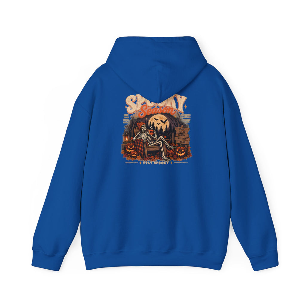 Spooky Season Halloween Hoodie – Skeleton & Pumpkin Graphic Sweatshirt