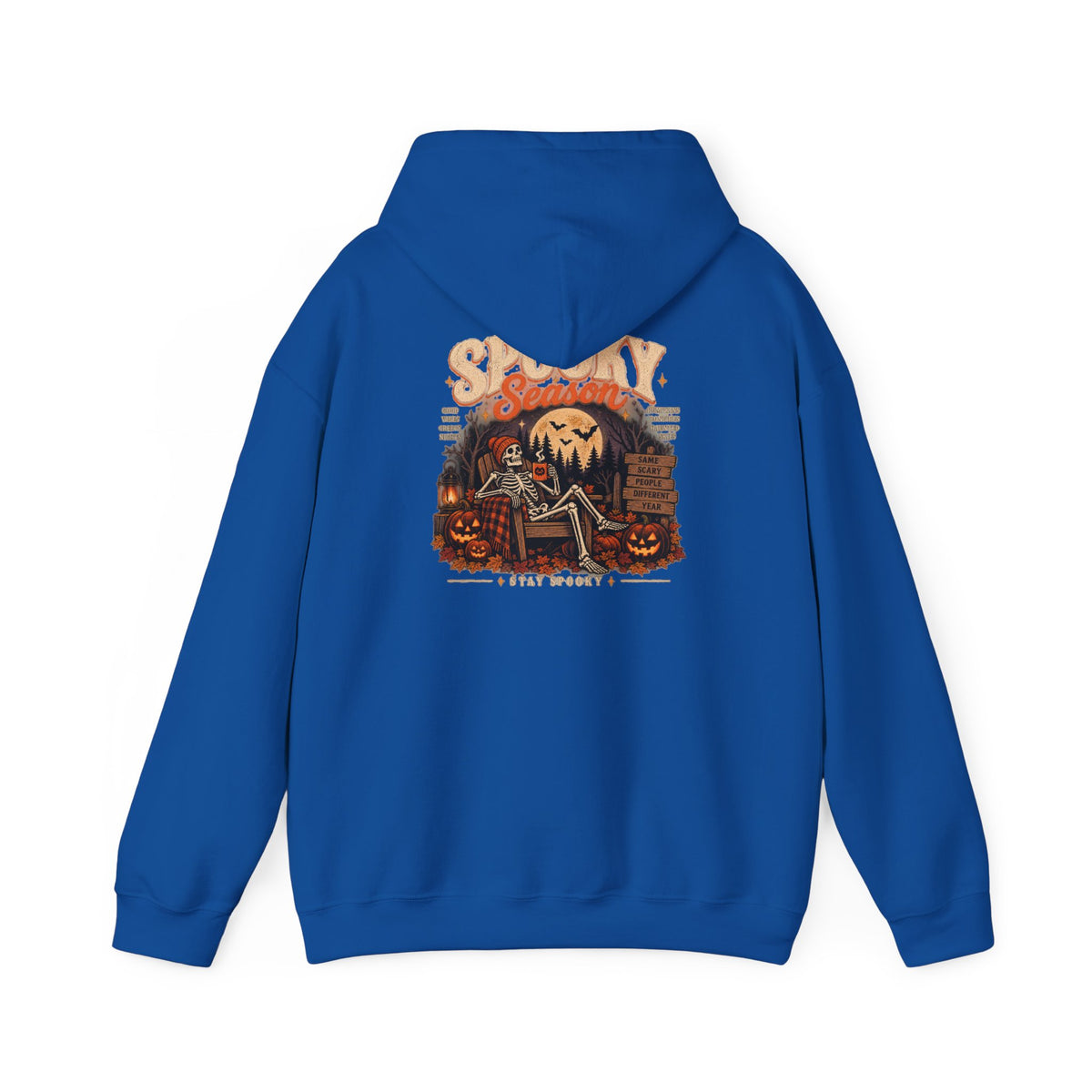 Spooky Season Halloween Hoodie – Skeleton & Pumpkin Graphic Sweatshirt