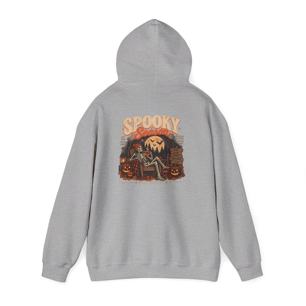 Spooky Season Halloween Hoodie – Skeleton & Pumpkin Graphic Sweatshirt