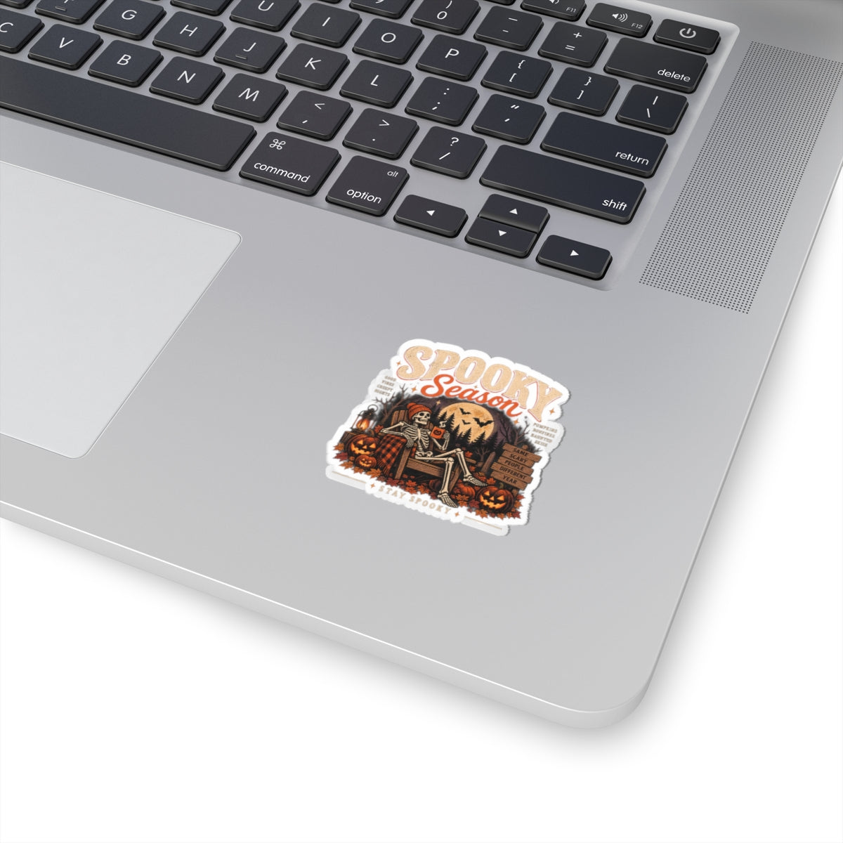 Spooky Season Sticker — Halloween Skeleton Pumpkin Kiss-Cut Decal