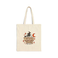 Witch Vibes Cotton Tote Bag — Retro Witch Moon Canvas Shopper