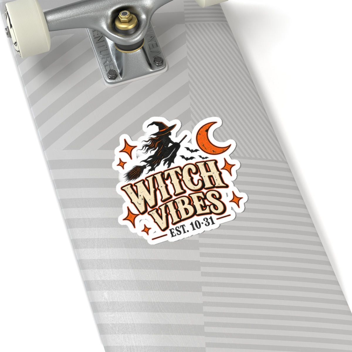 Witch Vibes Kiss-Cut Sticker — Halloween Witch, Moon & Bats Decal (Est. 10·31)