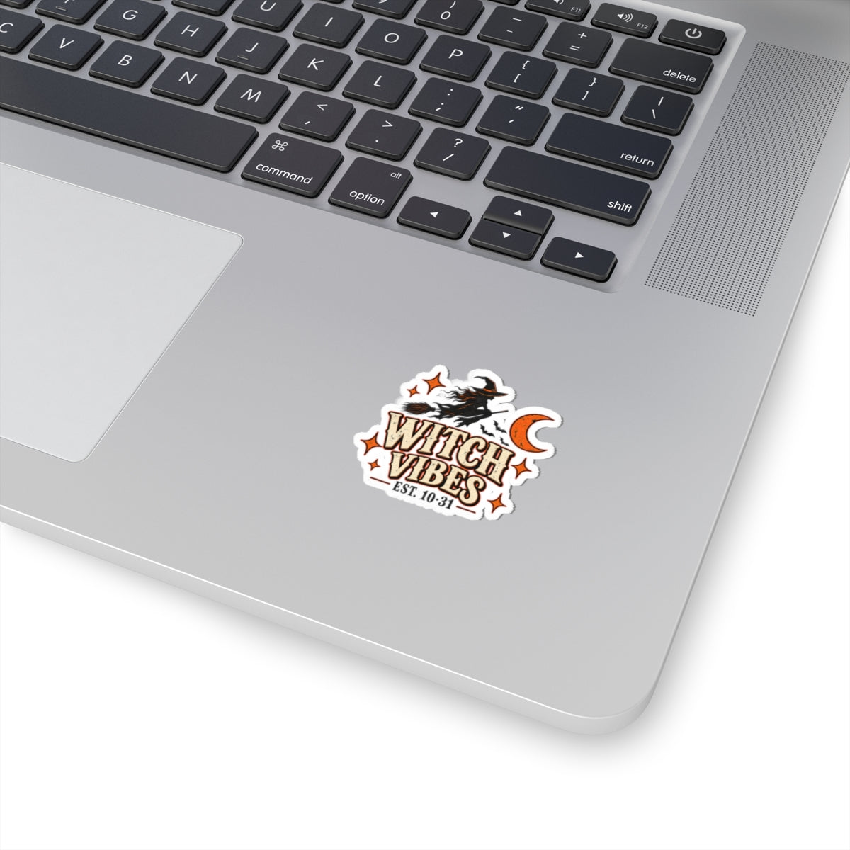 Witch Vibes Kiss-Cut Sticker — Halloween Witch, Moon & Bats Decal (Est. 10·31)