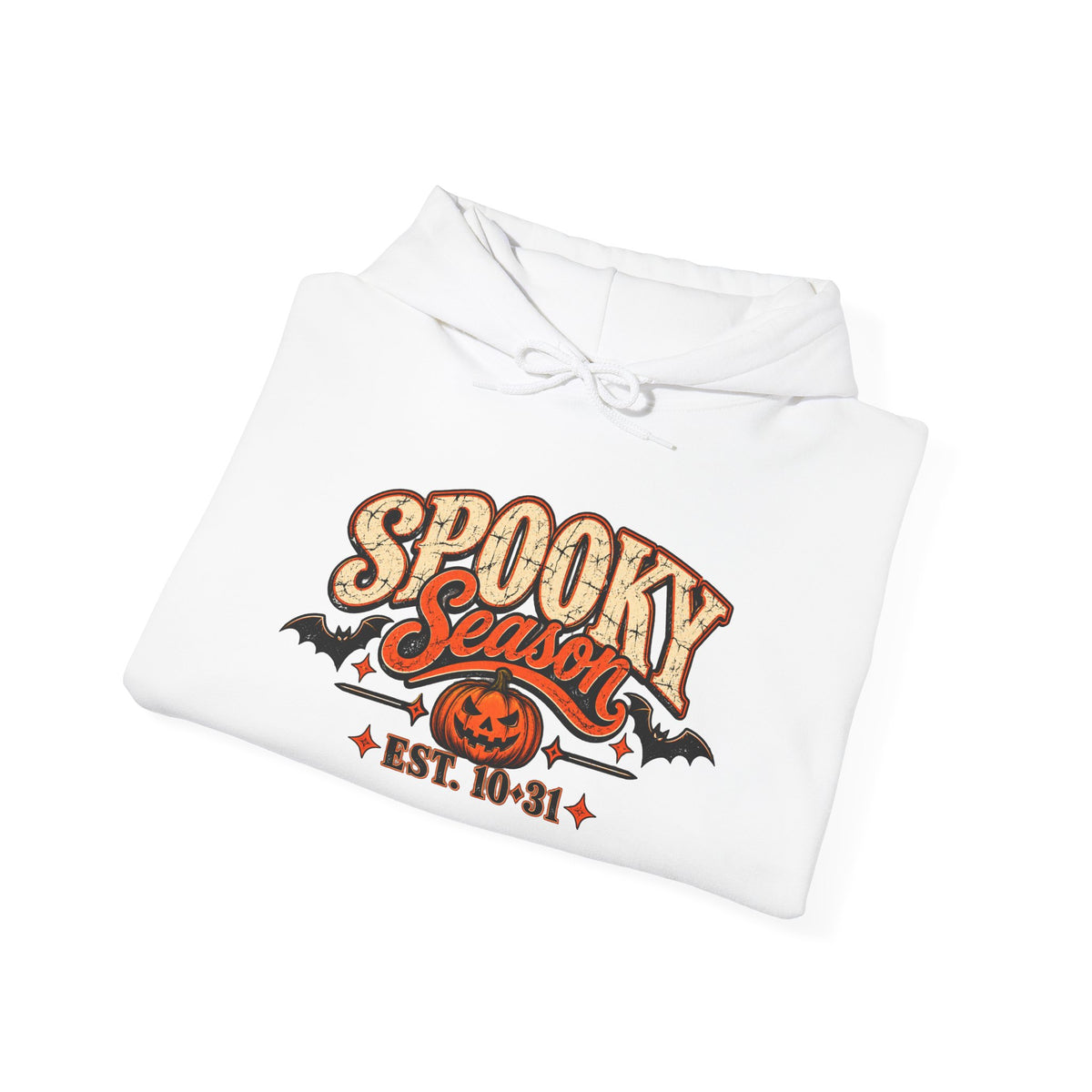 Spooky Season Halloween Hoodie – Skeleton & Pumpkin Graphic Sweatshirt