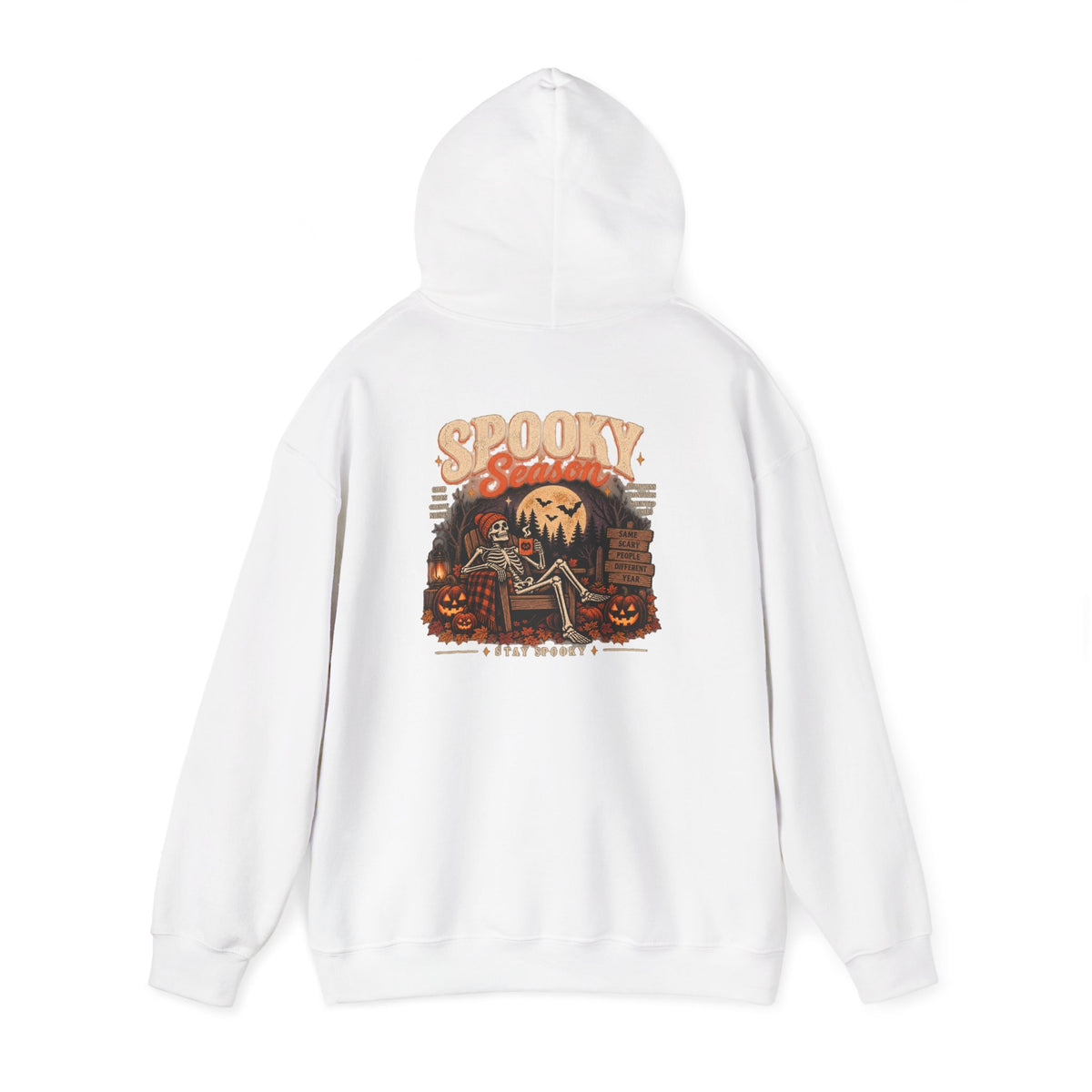 Spooky Season Halloween Hoodie – Skeleton & Pumpkin Graphic Sweatshirt