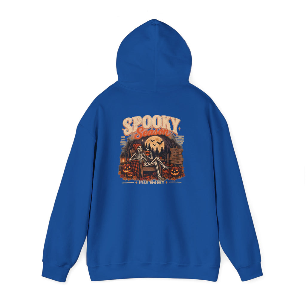 Spooky Season Halloween Hoodie – Skeleton & Pumpkin Graphic Sweatshirt