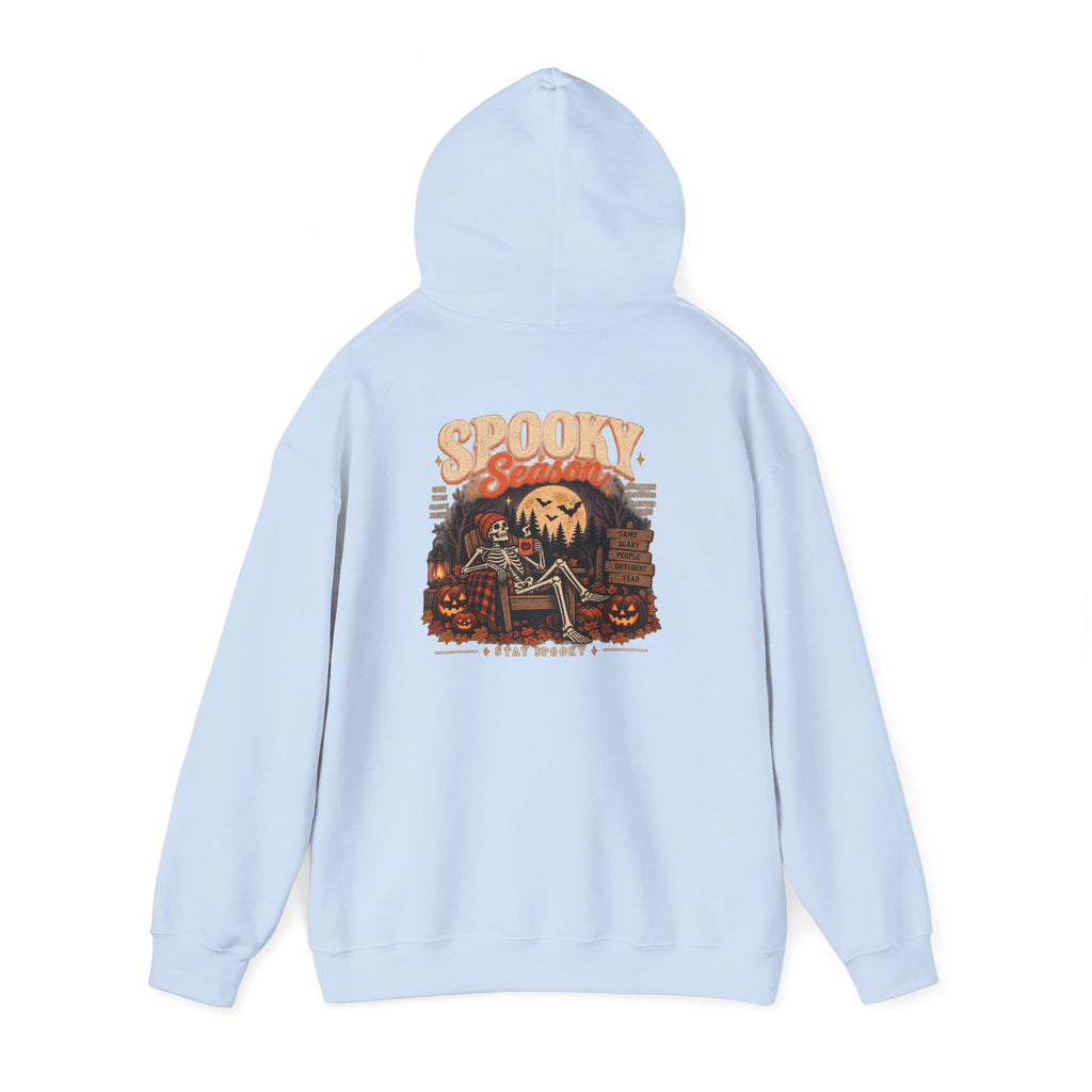 Spooky Season Halloween Hoodie – Skeleton & Pumpkin Graphic Sweatshirt