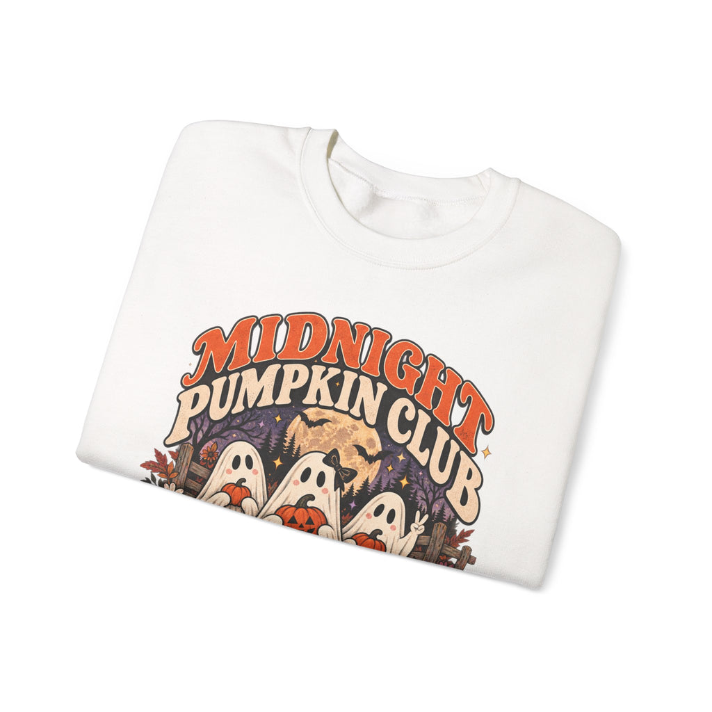 Midnight Pumpkin Club Crewneck Sweatshirt — Cute Ghosts & Pumpkins Halloween Sweater
