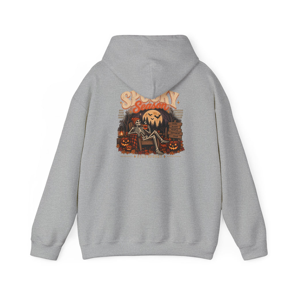 Spooky Season Halloween Hoodie – Skeleton & Pumpkin Graphic Sweatshirt